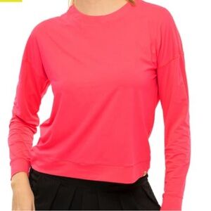 Lucky in Love LUV Hype Long Sleeve Tennis Top Coral Crush Pink Size XS/S
